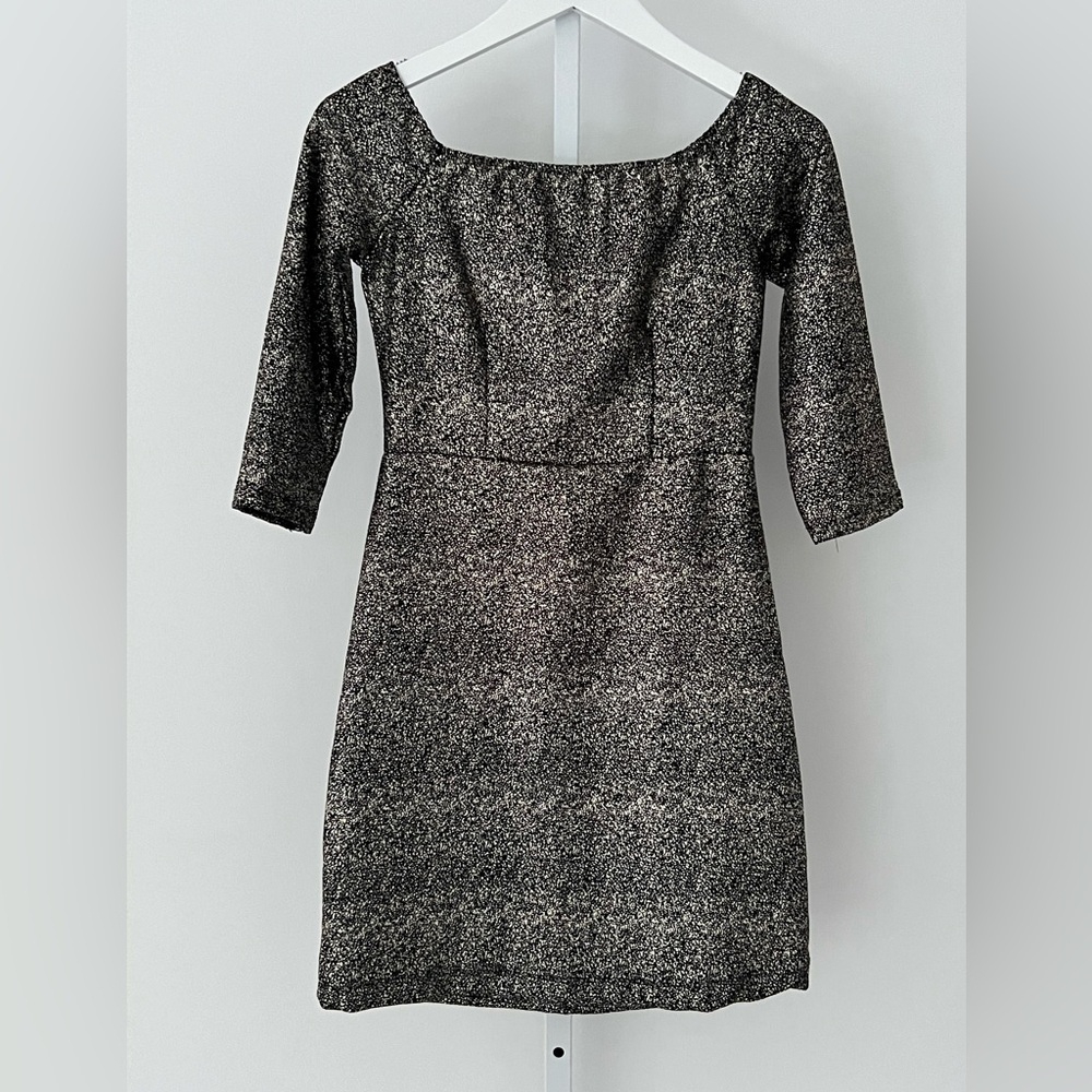 GB BLACK METALLIC STRETCH MINI SEXY DRESS SIZE XS NWTS! - Picture 4 of 17